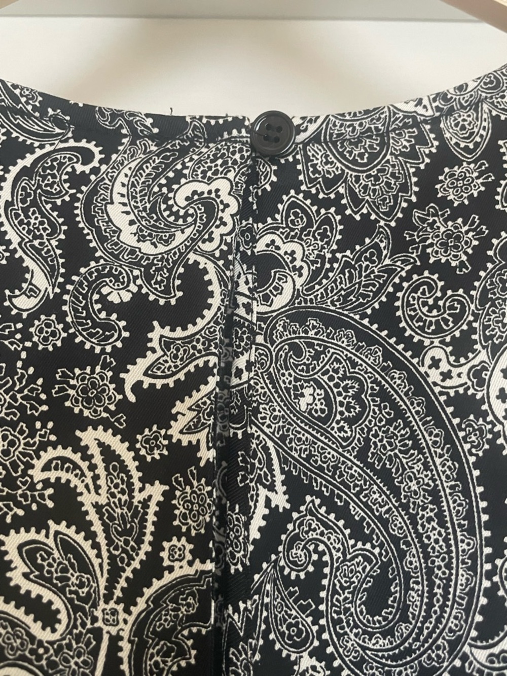 The Kooples Paisley Mini Dress Black White Tie Waist Long Sleeve NWT FR M / US S - Picture 6 of 12